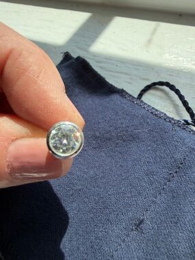 Genuine Sterling Silver 1 Carat CT CZ Stud Earring Bezel Set, SINGLE (1) earring